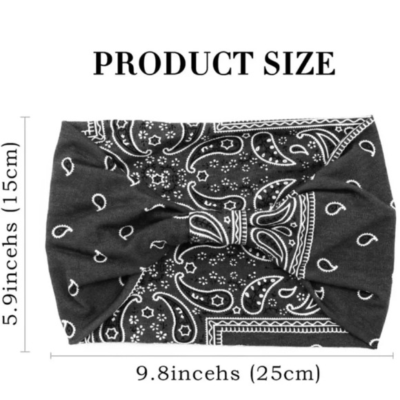 Black Bohemian paisley Print Headband - Picture 2 of 3